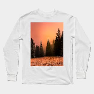 Foggy sunset in redwood forest Long Sleeve T-Shirt